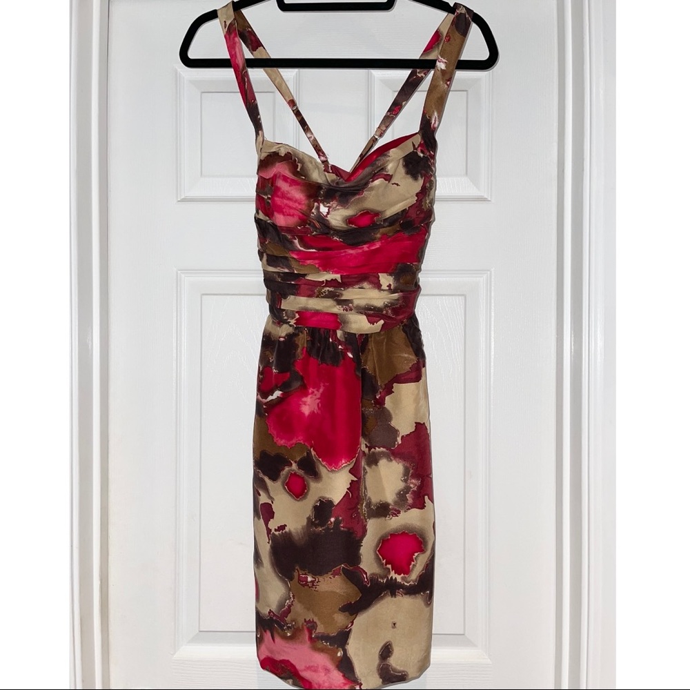 Bebe Summer Red Print Cocktail Dress NWOT